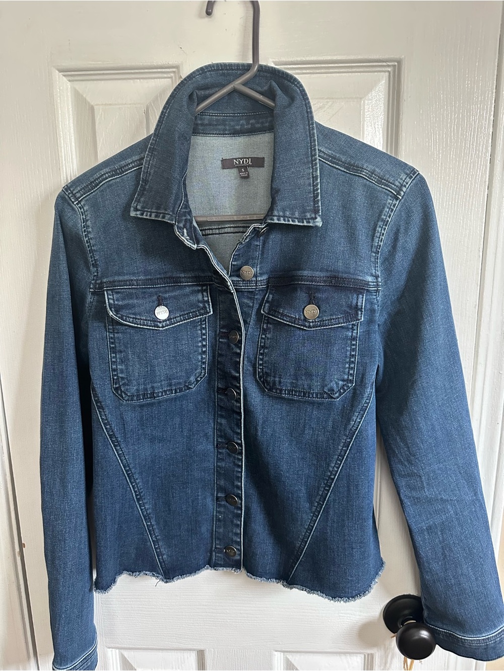 NYDJ Dark Blue Denim Jean Jacket with Chest Pockets